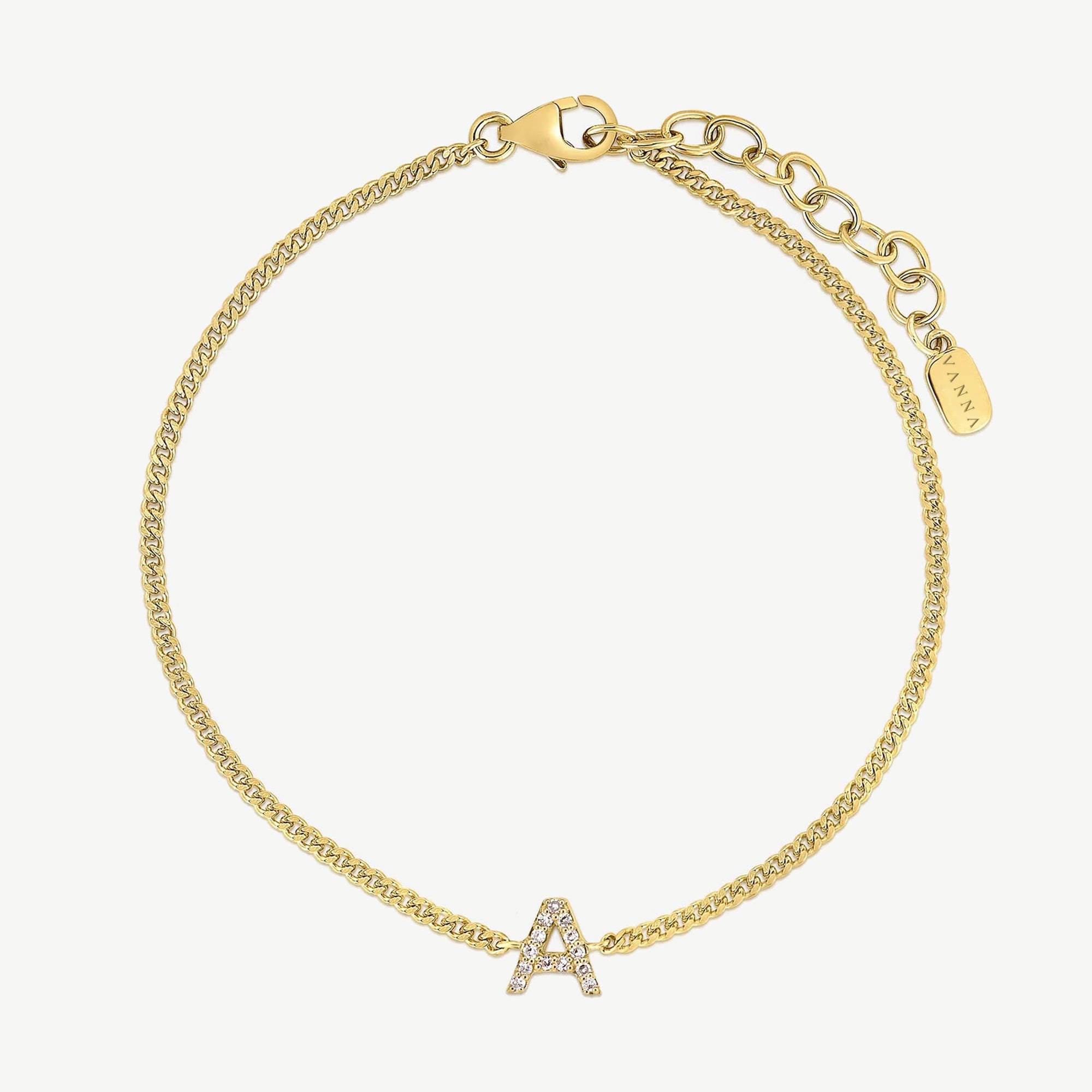 Aria Initial Curb Chain Bracelet in Gold Vermeil