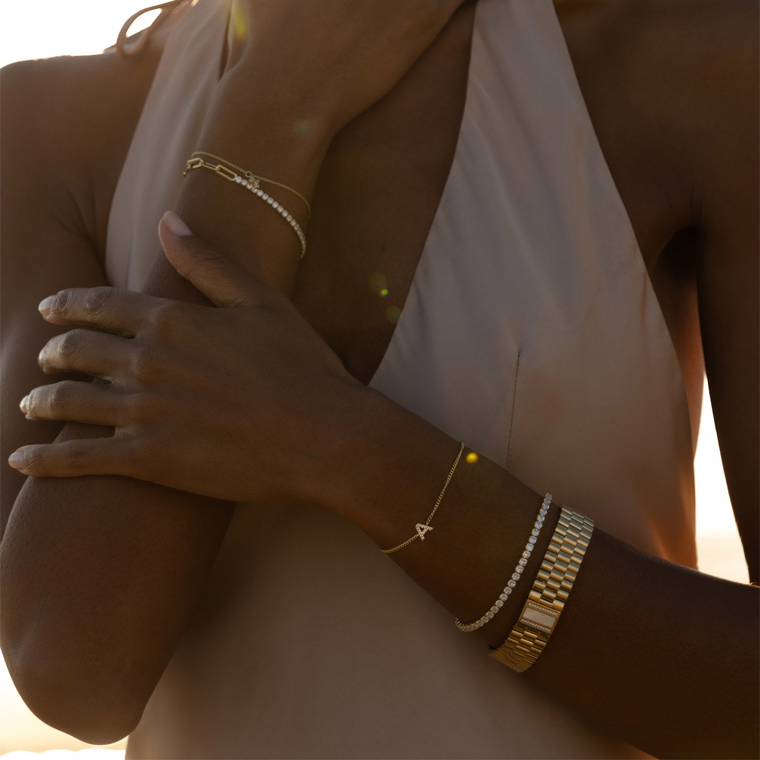 Aria Initial Curb Chain Bracelet in Gold Vermeil