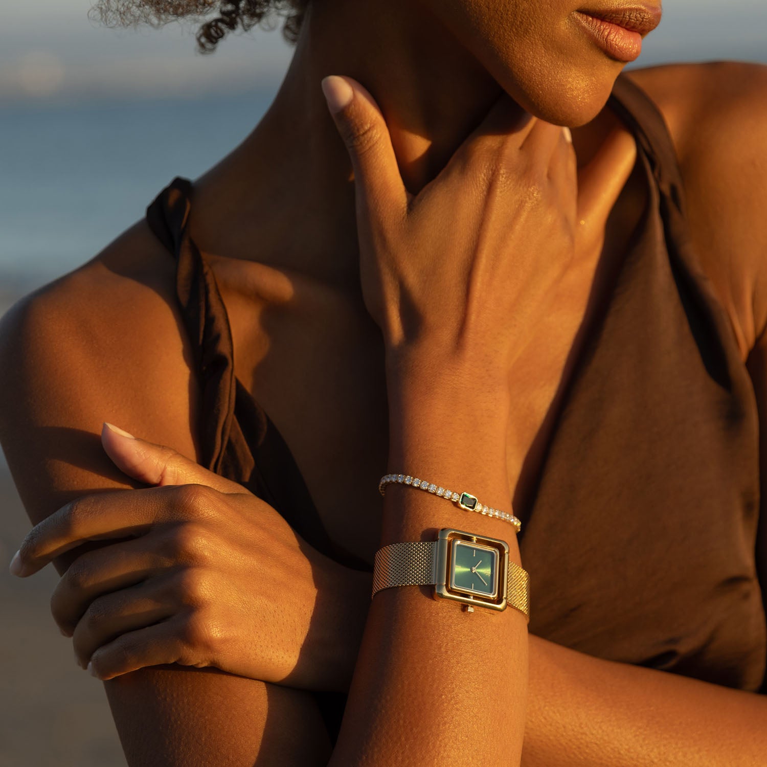 Elara Emerald Tennis Bracelet in Gold Vermeil