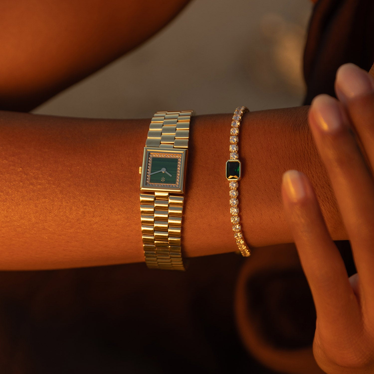 Elara Emerald Tennis Bracelet in Gold Vermeil