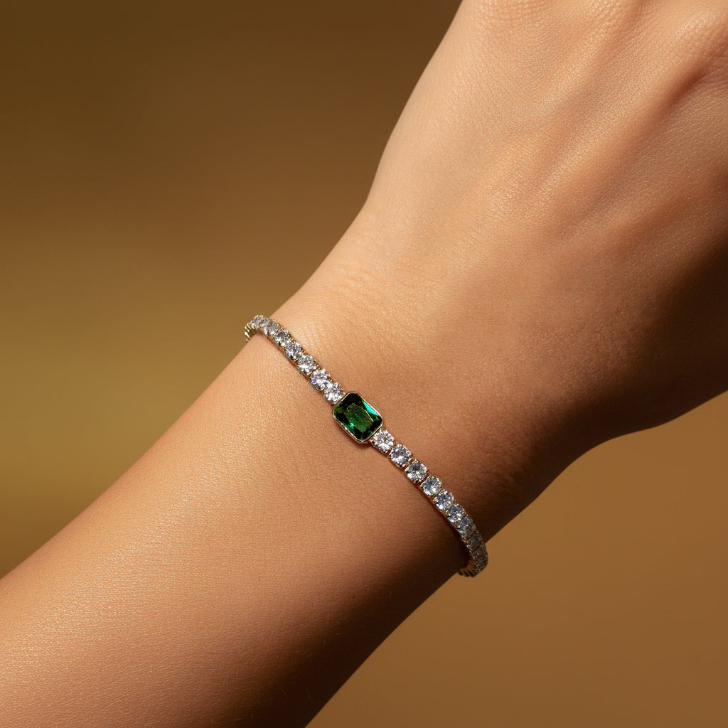 Elara Emerald Tennis Bracelet in Gold Vermeil