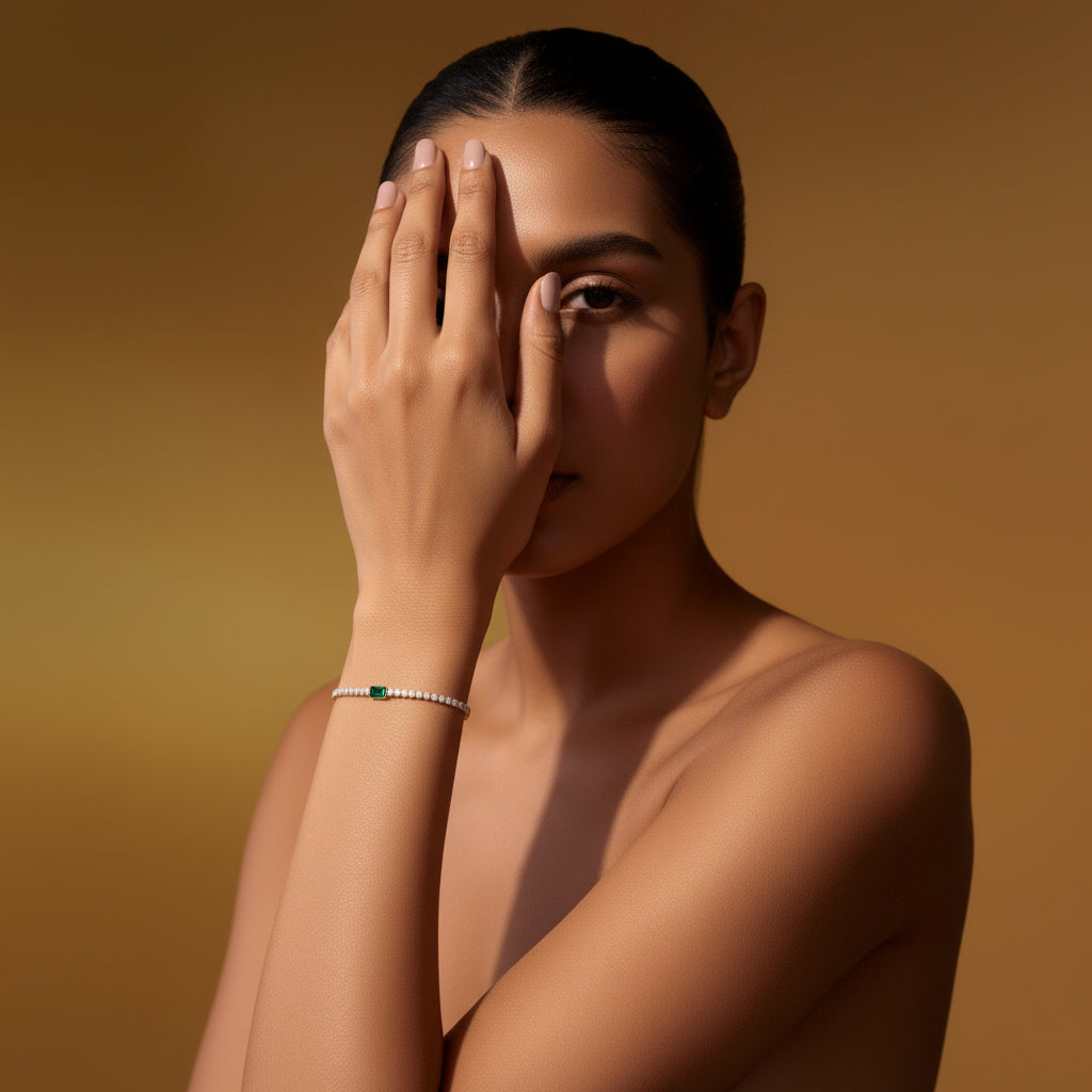 Elara Emerald Tennis Bracelet in Gold Vermeil
