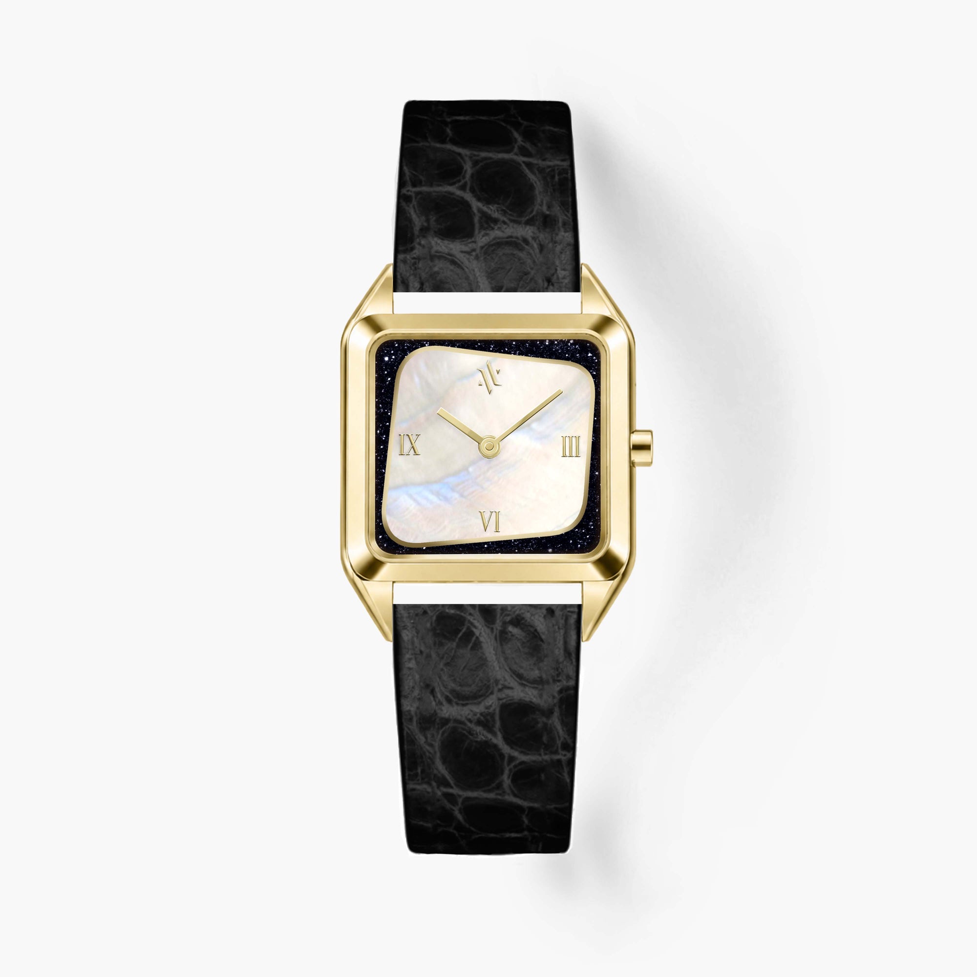 Black Leather Strap 16mm - Gold