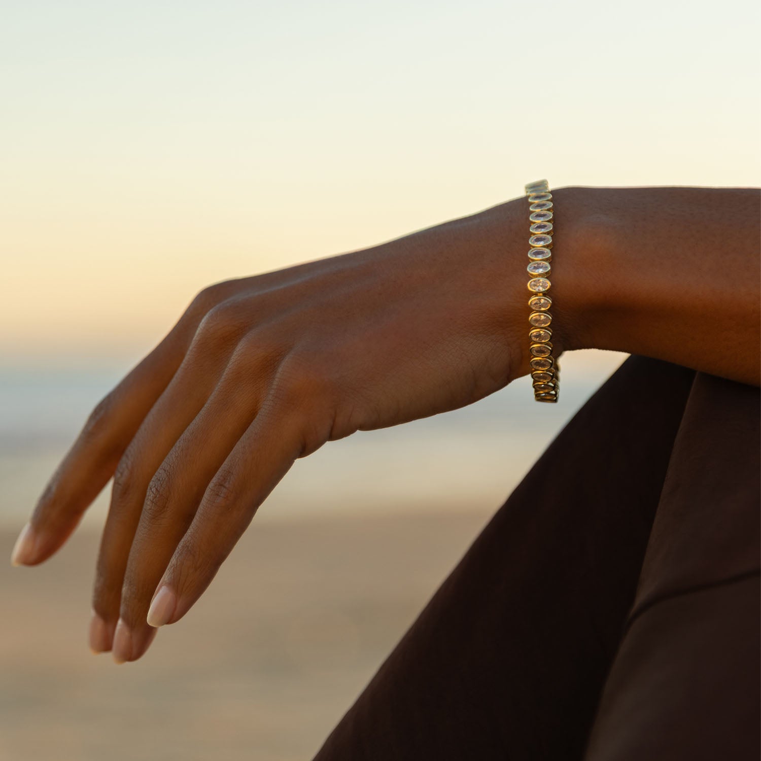 Lyra Oval Tennis Bracelet in Gold Vermeil