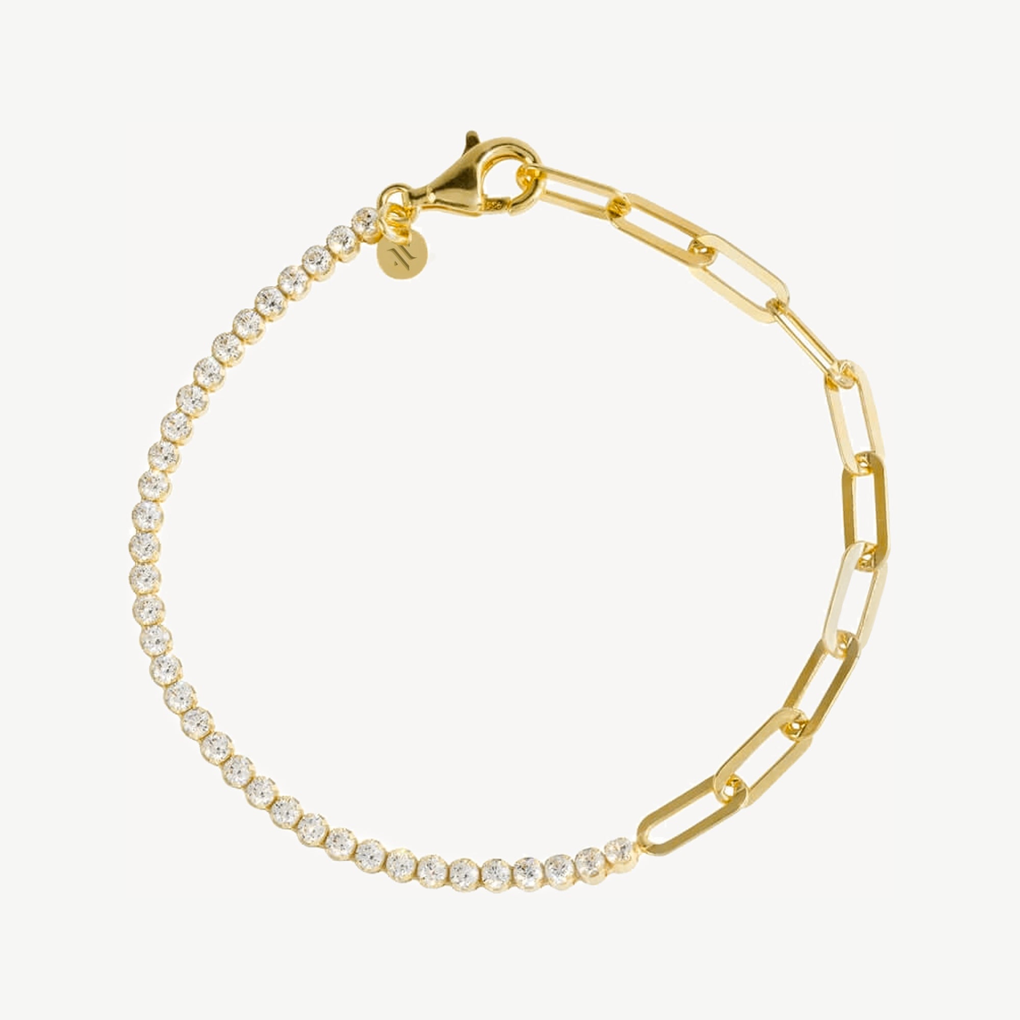 Orion Tennis-Paperclip Bracelet in Gold Vermeil