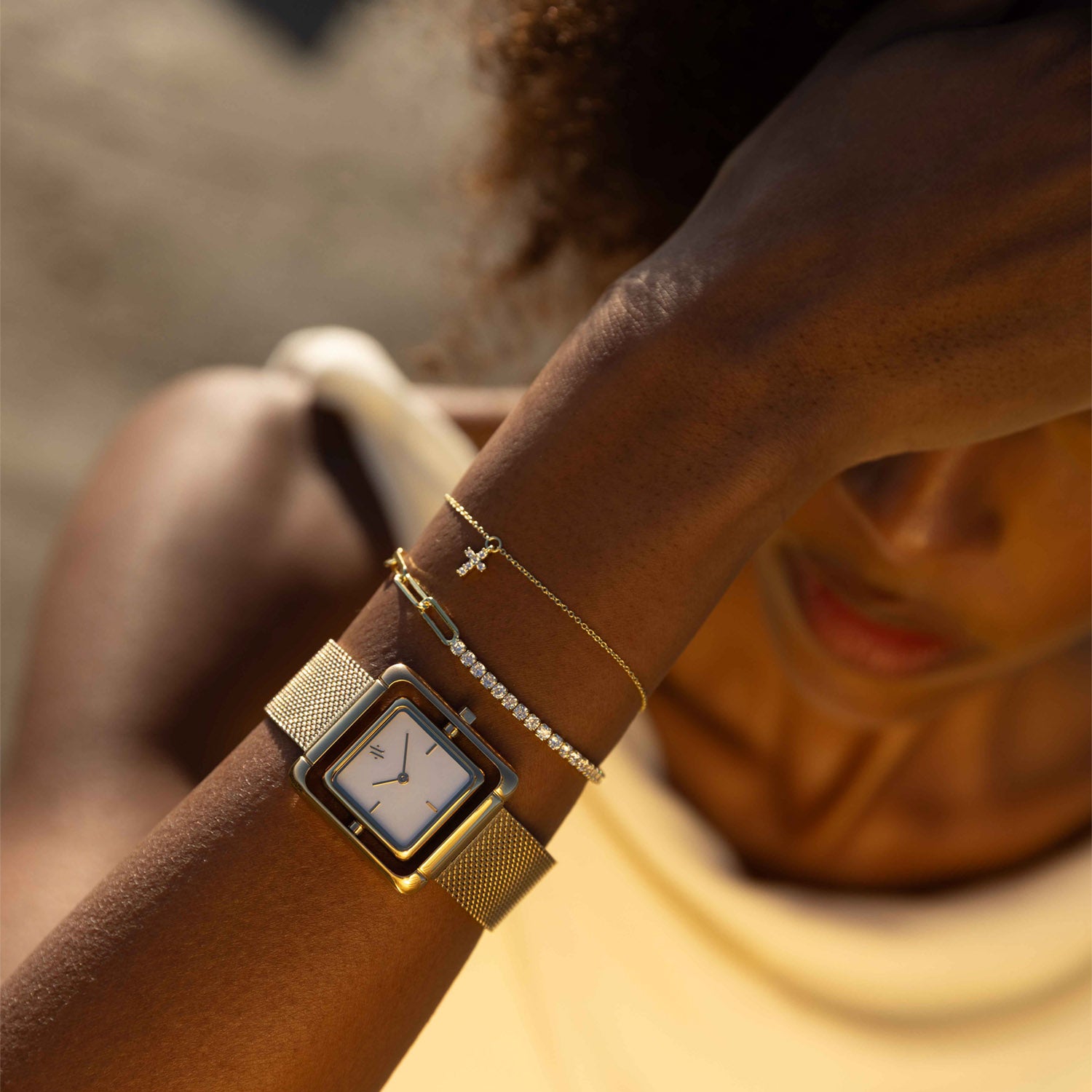 Orion Tennis-Paperclip Bracelet in Gold Vermeil