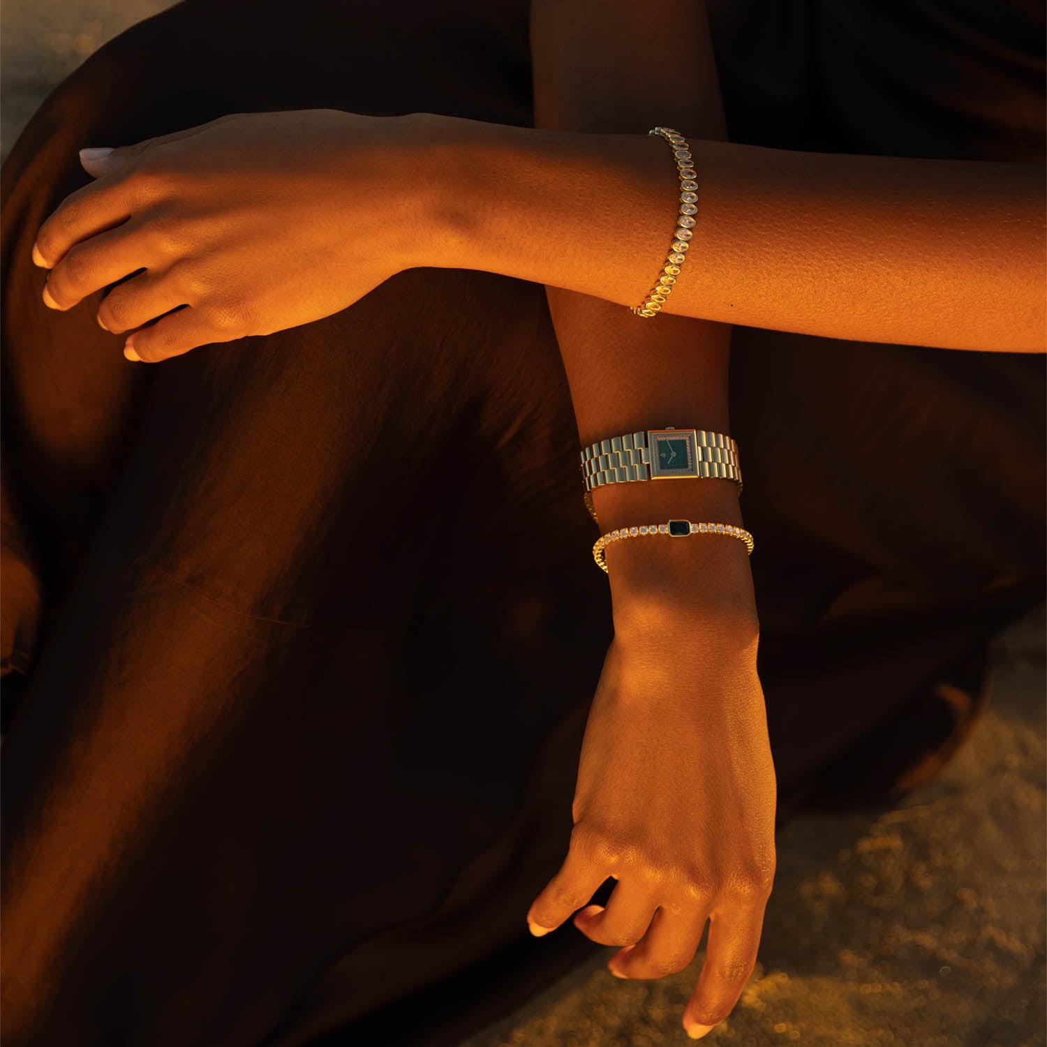 Elara Emerald Tennis Bracelet in Gold Vermeil