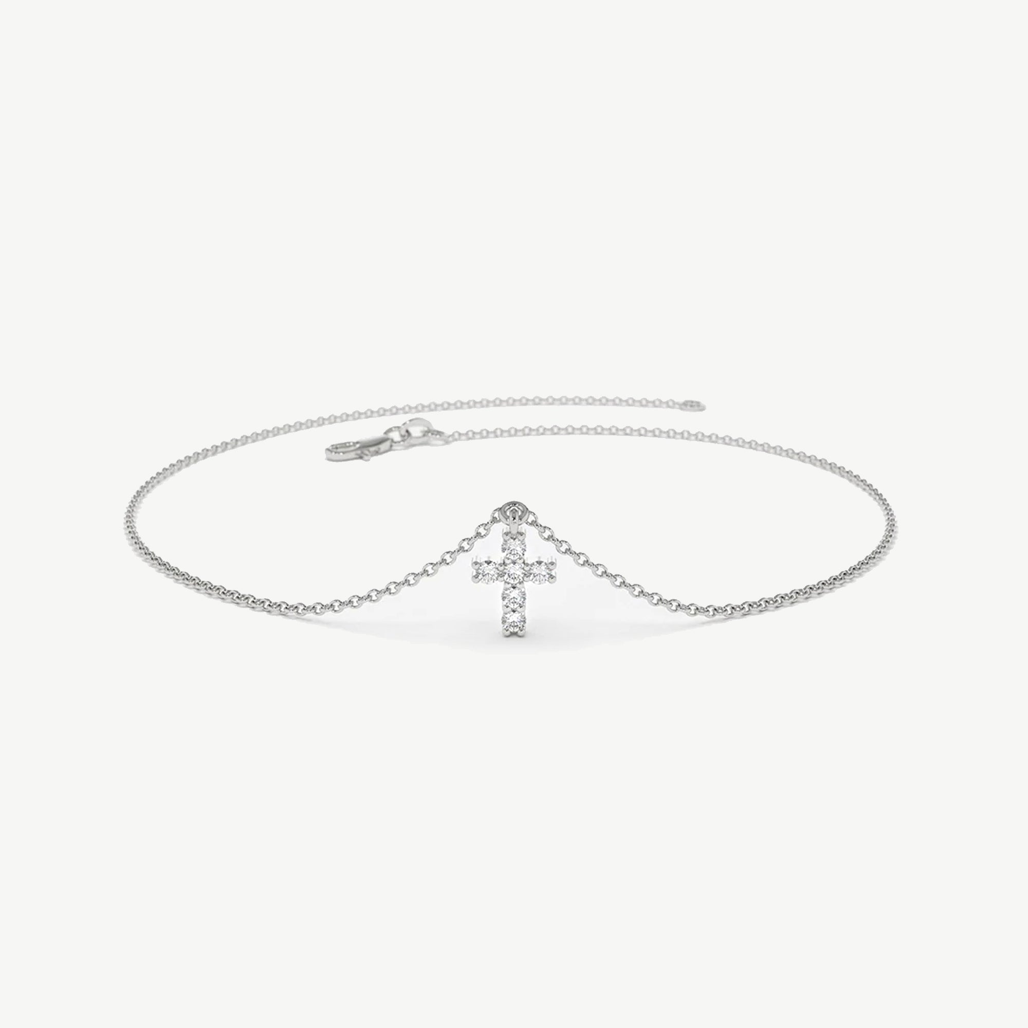 Vera Cross Chain Bracelet in Rhodium