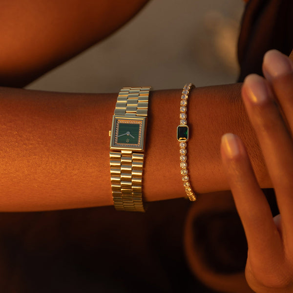 Elara Emerald Tennis Bracelet in Gold Vermeil