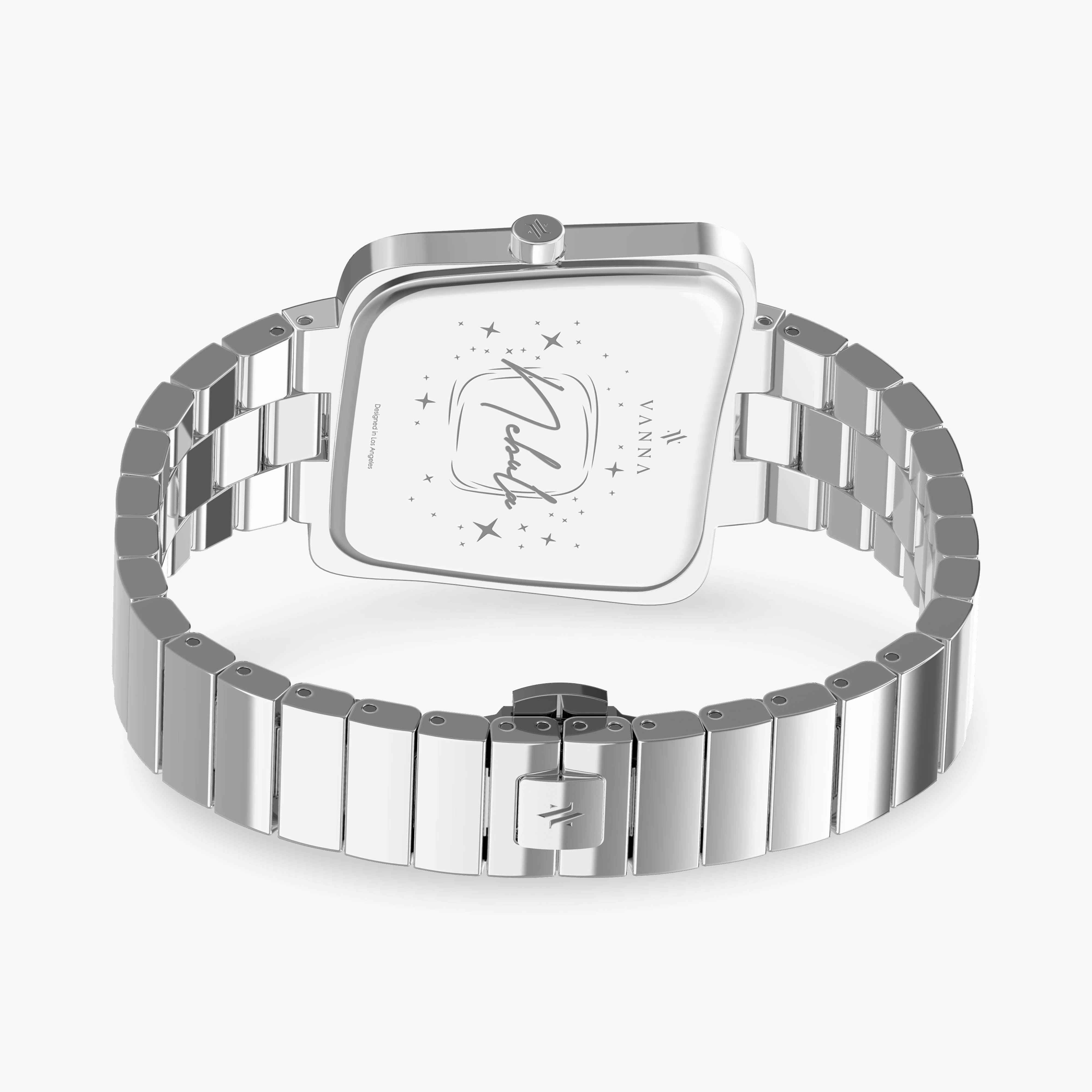 Women's Silver Square Watch with White Mother of Pearl Dial | VANNA