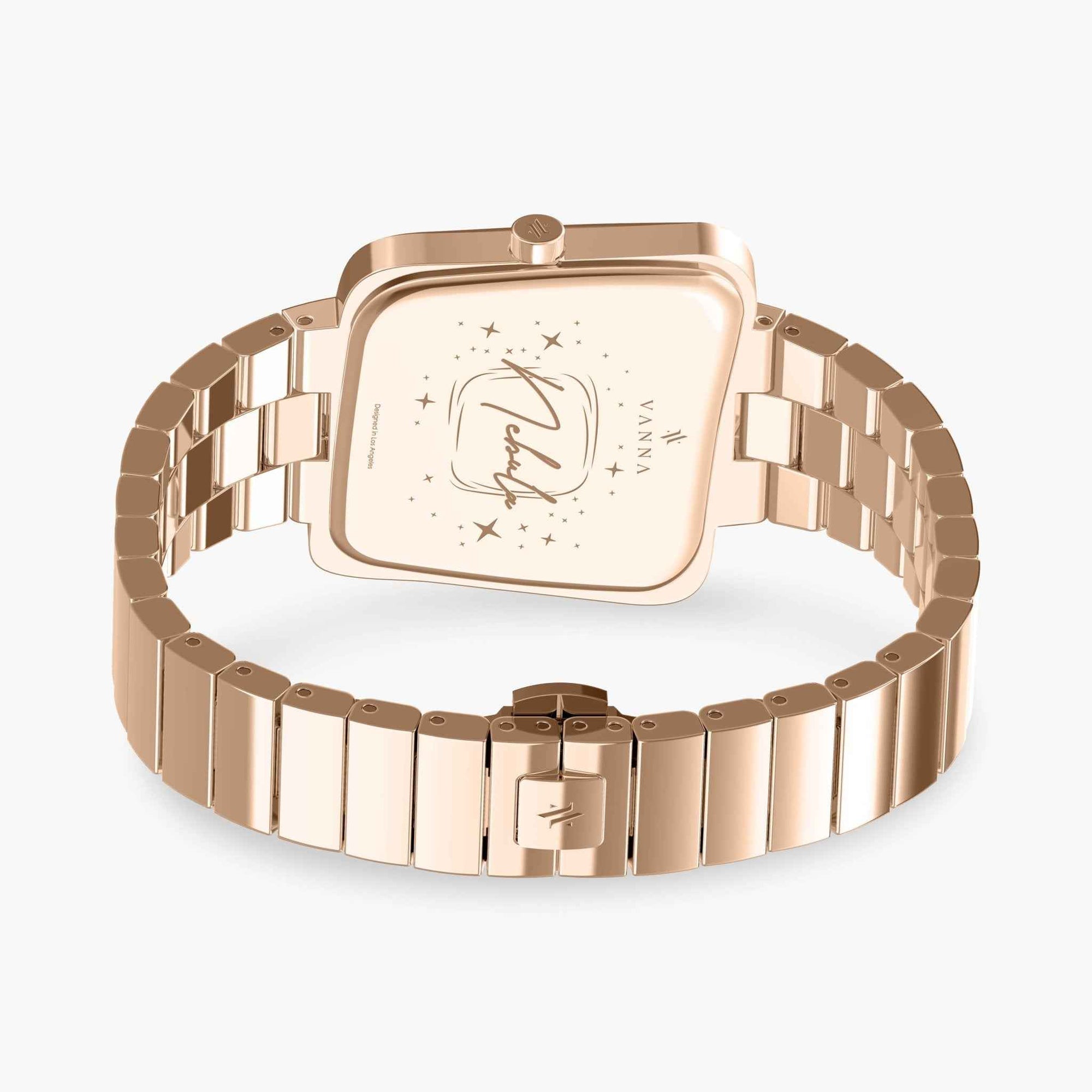 Women’s Rose Gold Square Watch with Blue Sandstone Dial VANNA